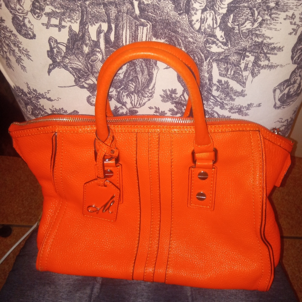 Milly orange luxury leather shoulder bag